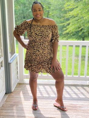 Off the shoulder Leopard Dress (S & M)