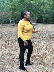 Mustard Off the Shoulder Sweater (S & M)