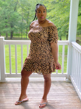 Load image into Gallery viewer, Off the shoulder Leopard Dress (S &amp; M)