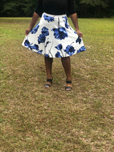 Load image into Gallery viewer, Blue Floral midi Skirt (xL, 2xL, &amp; 3xL)